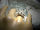 Pear Accent Trilogy Engagement Ring 2.5ct Round Cut Diamond 14k WhiteGold Finish