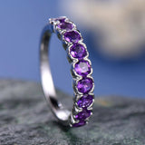 4Ct Round Cut Purple Amethyst Half Eternity Engagement Ring 14K White Gold Over