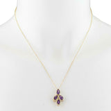 4ct Purple Amethyst Pendant with Chain Pear Cut Four Pear 14k Yellow Gold Finish