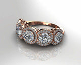 2.9ct Round Cut Diamond Wedding Band Halo Vintage Filigree 14k Rose Gold Finish