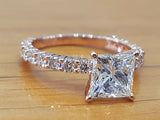 4Ct Princess Cut Diamond Accent Solitaire Engagement Ring 14K White Gold Finish