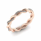 1ct Round Cut VVS1D Diamond Wedding Band Twisted Infinity 14k Rose Gold Finish