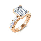 Solitaire with Accent Milgrain Ring 2ct Emerald Cut Diamond 14k WhiteGold Finish