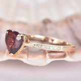 1ct Heart Cut Red Garnet Solitaire Promise Engagement Ring 14k Rose Gold Finish