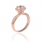 1.4ct Round Cut VVS1D Diamond Engagement Ring 14k Rose Gold Finish Flower Design