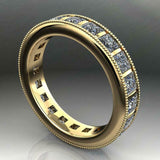 Milgrain Full Eternity Wedding Band 3.6ct Princess Diamond 14k Yellow Gold Over