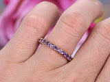 1.5ct Round Cut Amethyst Wedding Band Eternity Anniversary 14k Rose Gold Finish