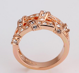 3Ct Round Cut Diamond Unique Woven Pattern Wide Wedding Band 14K Rose Gold Over