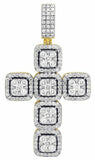 3ct Round Diamond Square Block Halo Cluster Pendant 14k YellowGold Over NO CHAIN