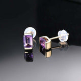 1.7ct Stud Earrings Emerald Cut Purple Amethyst Solitaire 14k White Gold Finish