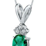 1Ct Oval Cut Green Emerald Diamond Stylish Pendant 14K White Gold Over NO CHAIN