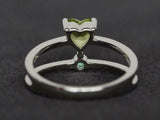 1.4ct Engagement Ring Heart Cut Green Peridot Split Shank 14k White Gold Finish