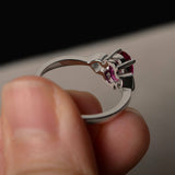 1ct Oval Cut Pink Ruby Promise Solitaire Engagement Ring 14k White Gold Finish