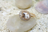 2ct Oval Cut Peach Morganite Engagement Ring 14k Rose Gold Finish Halo Solitaire