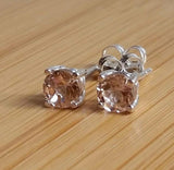 1ct Round Champagne Morganite Classic Stud Earring Women 14k White Gold Finish