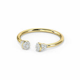 1ct Engagement Ring Round Cut Diamond Open Cuff Stylish 14k Yellow Gold Finish