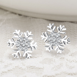 2ct Round Cut VVS1D Diamond Snowflake Women Stud Earrings 14k White Gold Finish