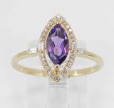 2.3ct Marquise Cut Purple Amethyst Halo Engagement Ring 14k Yellow Gold Finish