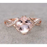 2ct Cushion Cut Peach Morganite Engagement Ring 14k Rose Gold Finish Split Shank