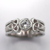 0.5ct Round Cut Diamond Engagement Ring Celtic Trinity Knot 14k WhiteGold Finish