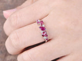 1ct Different Cut Pink Ruby Unique Design Engagement Ring 14k White Gold Finish