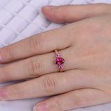 1.8ct Oval Cut Pink Ruby Engagement Ring Round Accent Trilogy 14k Rose Gold Over