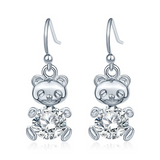 2Ct Round Cut Diamond Chubby Bear Drop Earrings 14K White Or Rose Gold Finish