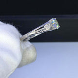 2.1ct Round Cut Diamond Solitaire Heart Cluster Shank Ring 14k White Gold Finish