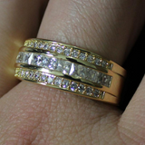 2.2Ct Princess Cut Diamond Half Eternity Wide Wedding Band 14K Yellow Gold Over