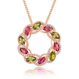 3ct Marquise Cut Peridot Pink Sapphire Infinity Pendant 14k Rose Gold Finish