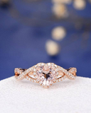 2ct Heart Cut Morganite Engagement Ring Split Shank Infinity 14k Rose Gold Over