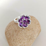 4.5ct Heart Cut Purple Amethyst Hearts Flower Cocktail Ring 14k WhiteGold Finish