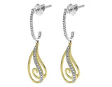 0.2ct Round Cut VVS1 Diamond Stylish Filigree Dangle Earrings 14k Dual Gold Over