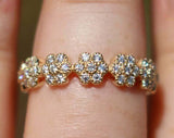 Floral Full Eternity Wedding Band 2.2ct Round Cut Diamond 14k Yellow Gold Finish