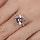 2.3ct Princess Cut Morganite Diamond Accents Solitaire Ring 14k Rose Gold Finish