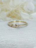 0.6ct Marquise Diamond Engagement Ring Minimalist Trilogy 14k Yellow Gold Finish