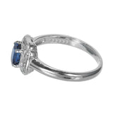 3ct Oval Cut Blue Sapphire Engagement Ring Art Deco Design 14k White Gold Finish