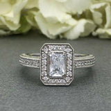 Halo Antique Vintage Engagement Ring 2ct Radiant Cut Diamond 14k White Gold Over