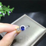 1.5ct Oval Cut Sapphire Engagement Ring Diamond Halo Milgrain 14k WhiteGold Over