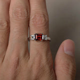 1.5ct Asscher Cut Red Garnet Engagement Ring 14k White Gold Over Trilogy Promise