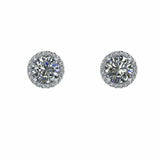 1.3ct Round Cut VVS1D Diamond Halo Solitaire Stud Earrings 14k White Gold Finish