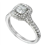 2.5ct Princess Diamond Dual Halo Solitaire with Accent Ring 14k White Gold Over