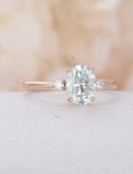 1.5ct Oval Diamond Engagement Ring Curved Bridal Wedding Set 14k Rose Gold Over