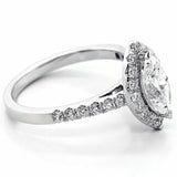 1.5ct Marquise Cut Diamond Halo Solitaire Engagement Ring 14k White Gold Finish