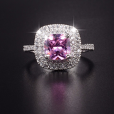 2ct Cushion Cut Pink Sapphire Engagement Ring 14k White Gold Finish Double Halo