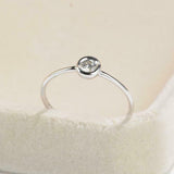 Bezel Set Minimalist Engagement Ring 0.5ct Round Cut Diamond 14k White Gold Over