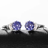 2.5ct Drop Earrings Round Cut Blue Tanzanite Stylish Design 14k WhiteGold Finish