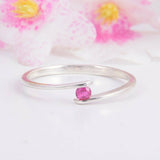 0.2ct Round Cut Pink Sapphire Tension Set Solitaire Ring 14k White Gold Finish