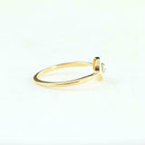 Open Circle Solitaire Minimalist Ring 0.2ct Round Diamond 14k Yellow Gold Finish