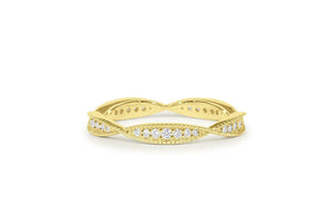 Milgrain Full Eternity Wedding Band 0.7ct Round Cut Diamond 14k Yellow Gold Over